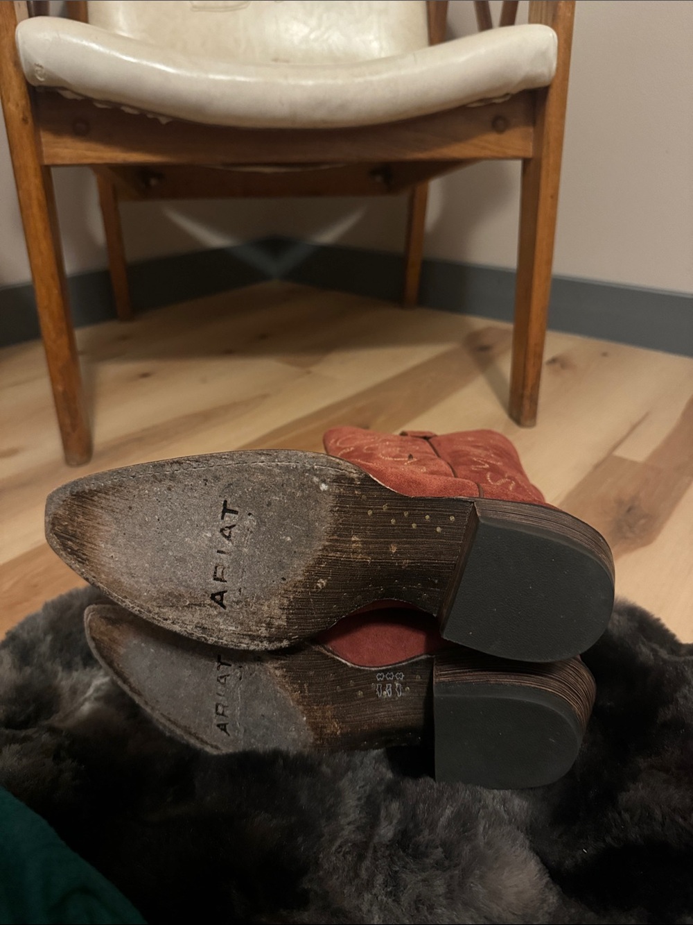 Ariat Rust Suede Western Heeled Boots - Picture 6 of 6